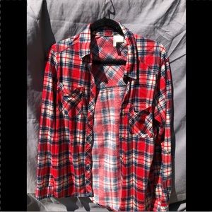 Size M Long Sleeve Red Plaid Button Down Shirt